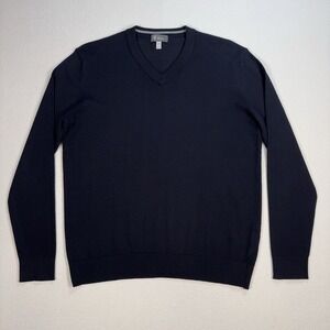 Ibex V Neck Sweater Men's S Black Merino Wool Long Sleeve Pullover 1324407
